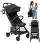 BabbleRoo Hoplite Compact Stroller – Lightweight Travel Stroller for Airplane (12.3 lbs), Newborn to 55 lbs, Easy Fold, PU Wheels, Alloy Frame, Near-Flat Recline, Raincover, Cup Holder, Baby Stroller